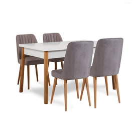 Hanah Home Mesa y Sillas Extensibles Santiago Atlantic-White Grey